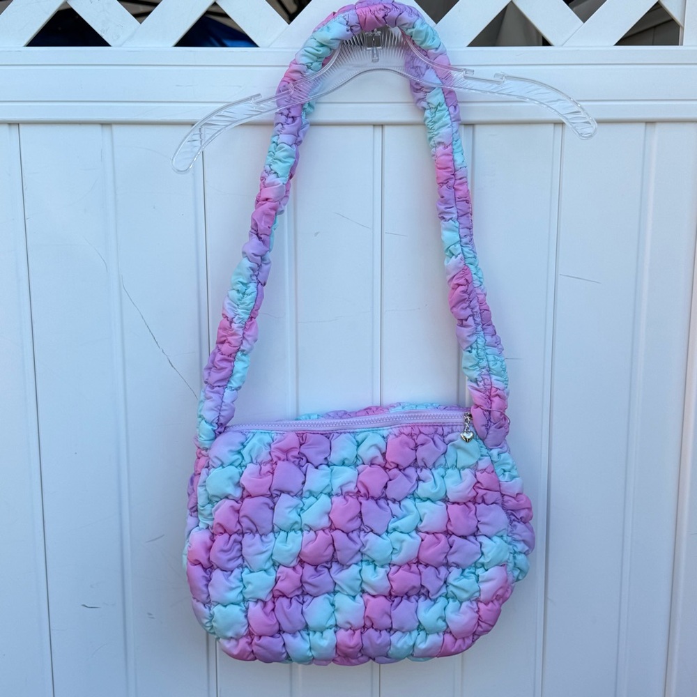 Pink and Purple Bubble Stitch Shoulder Bag
